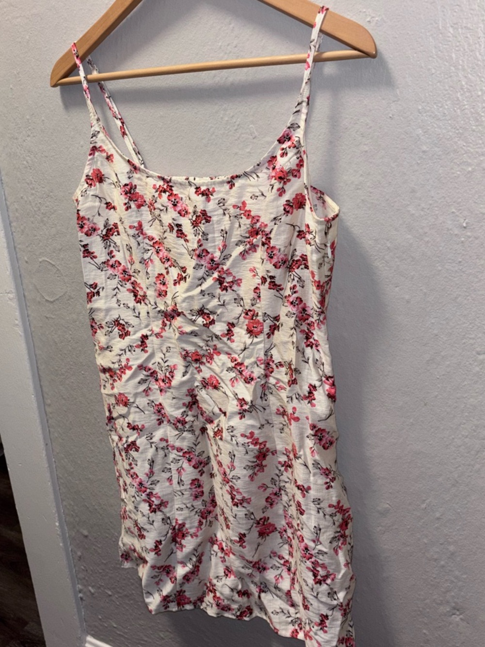 a new day Cream Dress with Pink and Red Floral Print